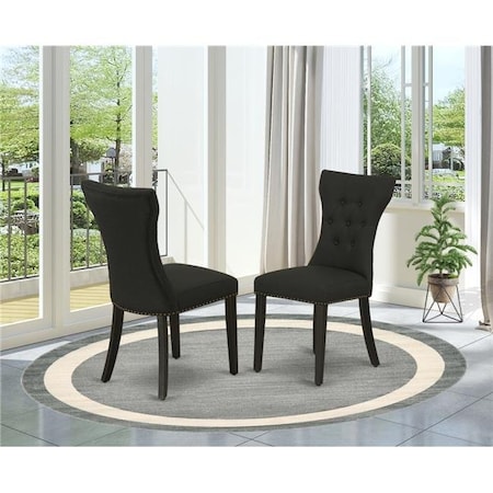 East West Furniture East West Furniture GAP1T24 Gallatin Parson Chair with Blacked Leg & Black Fabric - Set of 2 GAP1T24